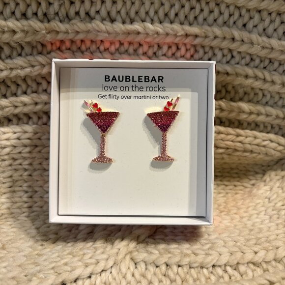BaubleBar Jewelry - BaubleBar “Love on the Rocks” Rhinestone Martini Earrings NIB